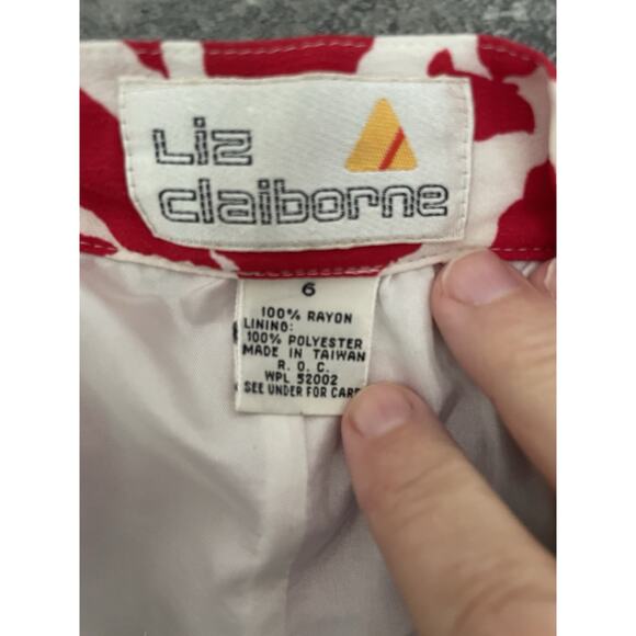 VTG Liz Claiborne Skirt Womens  6 Red Hot Artsy Flowy Career Boss Babe Rich Mom - Picture 4 of 9